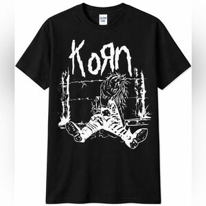 Korn Rock Nu Metal. Cotton Black T Shirt, Crew-Neck Sz S-2XL.